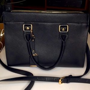 NWOT Black handbag/crossbody with gold accents!